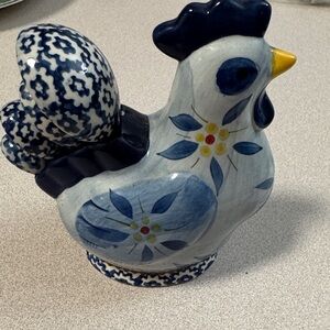 Elegant Blue and White Ceramic Rooster by [Brand]